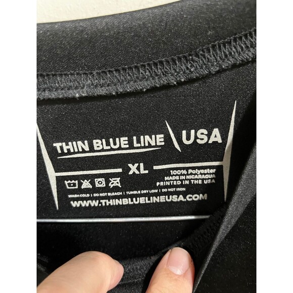 Thin Blue Line T-Shirt Men's 2XL US Map Flag Short Sleeve Cotton - Picture 3 of 6